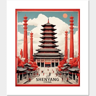 Shenyang China Vintage Poster Tourism Temples Posters and Art